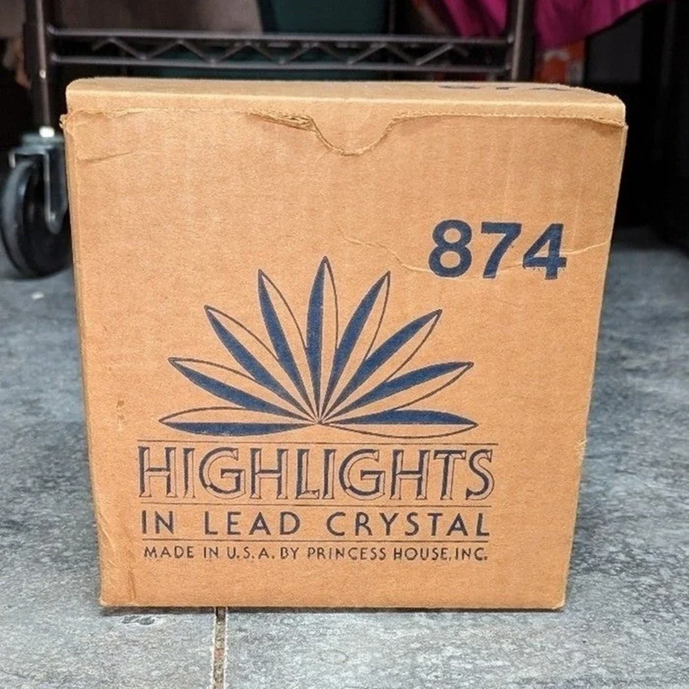 Vintage Princess House Highlights Lead Crystal Ice Bucket and Tongs in Box